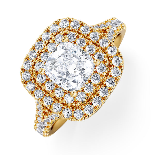 Anastasia GIA Diamond Halo Engagement Ring in 18K Gold 1.85ct G/VS2