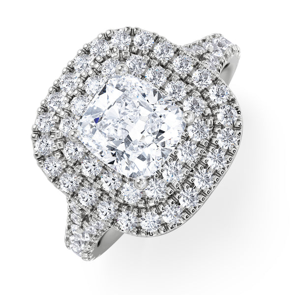 Anastasia Lab Diamond Halo Engagement Ring 18K White Gold 2.15ct F/VS1