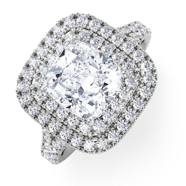 Anastasia Lab Diamond Halo Engagement Ring in Platinum 2.70ct F/VS1