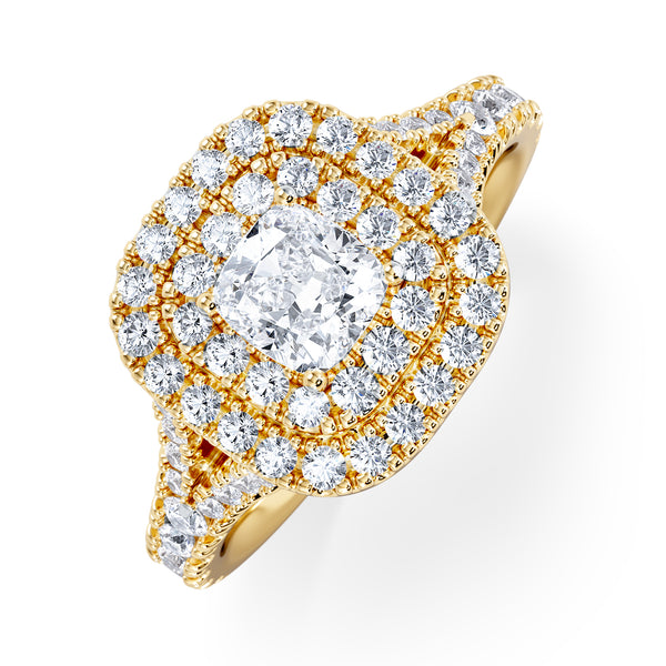 Anastasia Diamond Halo Engagement Ring in 18K Gold 1.30ct G/SI2