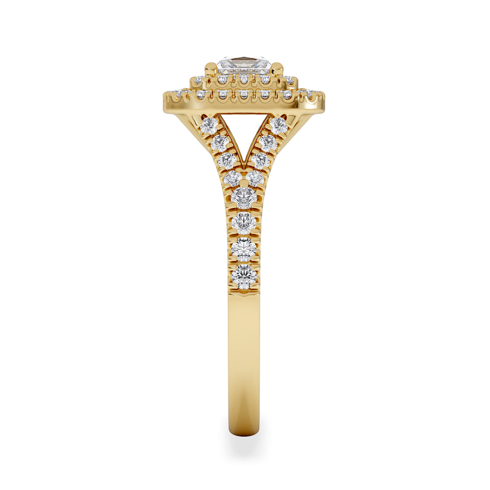 Cleopatra Lab Diamond Halo Engagement Ring in 18K Gold 1.20ct F/VS1