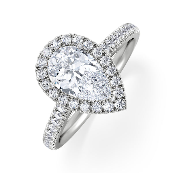 Diana Lab Diamond Pear Halo Engagement Ring Platinum 1.60ct F/VS1