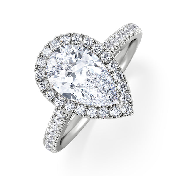Diana Lab Diamond Pear Halo Engagement Ring Platinum 2.10ct F/VS1