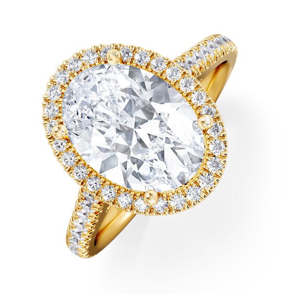 Georgina 3.50ct Lab Diamond Oval Cut Engagement Ring in 18K Yellow Gold G/VS1