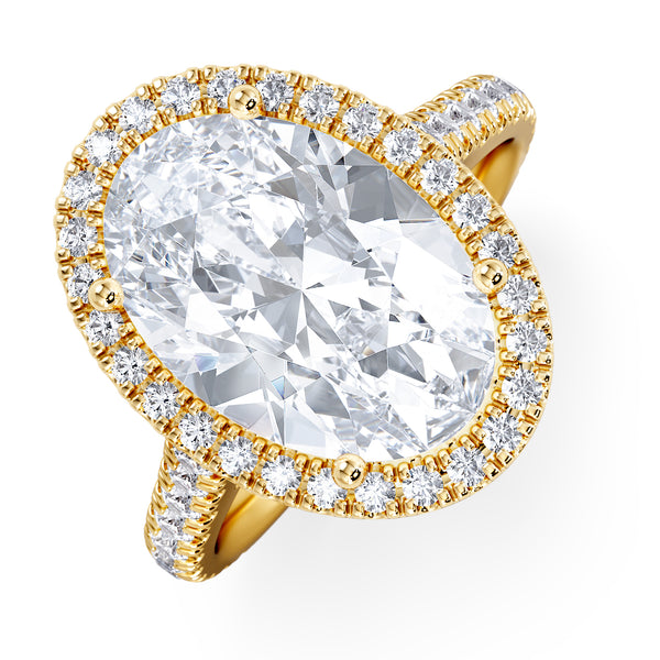 Georgina 5.70ct Lab Diamond Oval Cut Engagement Ring in 18K Yellow Gold G/VS1