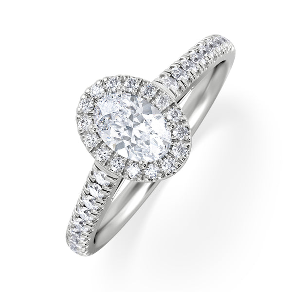 Georgina Lab Oval Diamond Halo Engagement Ring Platinum 1.00ct F/VS1