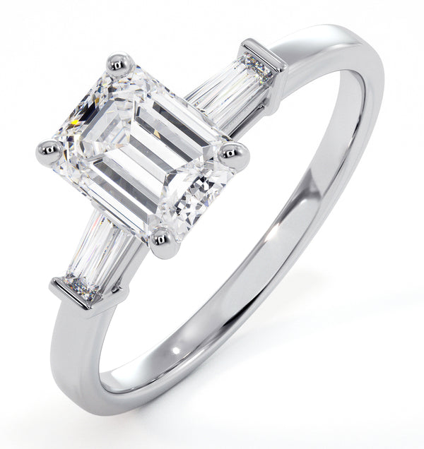 Genevieve GIA Emerald Cut Diamond Ring in Platinum 1.25ct G/VS2