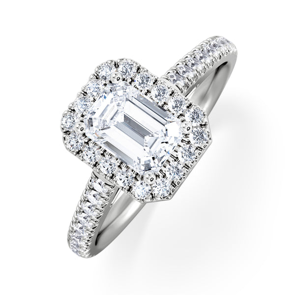 Annabelle Lab Diamond Halo Engagement Ring 18K White Gold 1.65ct F/VS1