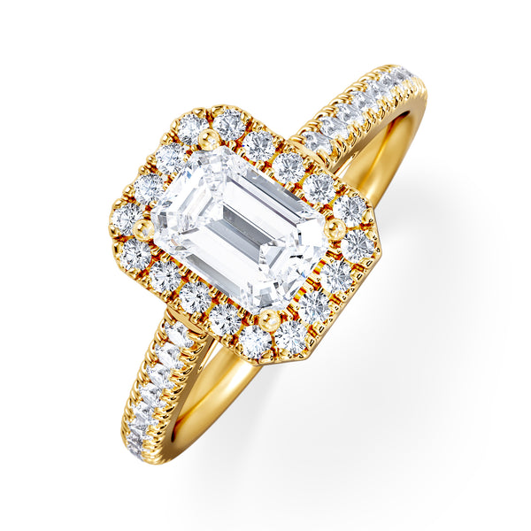 Annabelle Lab Diamond Halo Engagement Ring in 18K Gold 1.65ct F/VS1