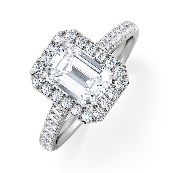 Annabelle Lab Diamond Halo Engagement Ring 18K White Gold 2.15ct F/VS1