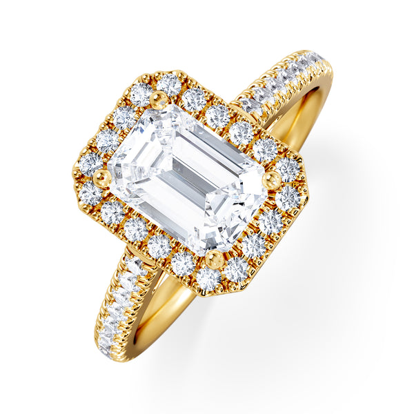 Annabelle Lab Diamond Halo Engagement Ring in 18K Gold 2.15ct F/VS1