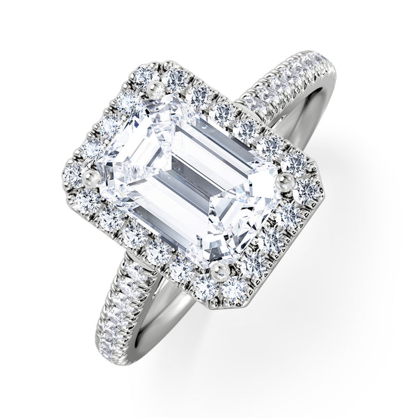 Annabelle Lab Diamond Halo Engagement Ring 18K White Gold 2.75ct F/VS1