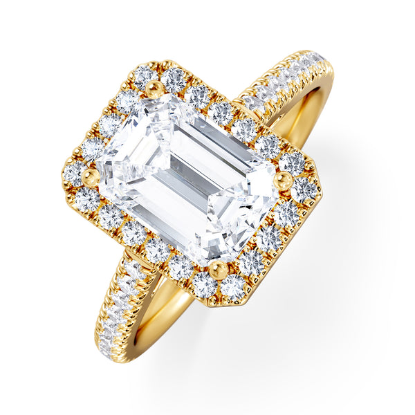 Annabelle Lab Diamond Halo Engagement Ring in 18K Gold 2.75ct F/VS1