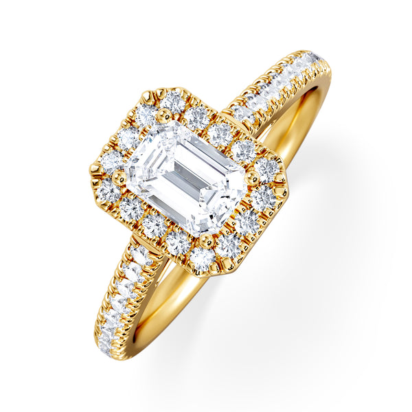 Annabelle GIA Diamond Halo Engagement Ring in 18K Gold 1.35ct G/VS2