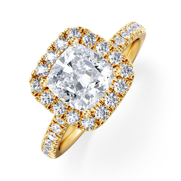 2.05ct Beatrice Lab Diamond Halo Engagement Ring in 18K Gold F/VS1