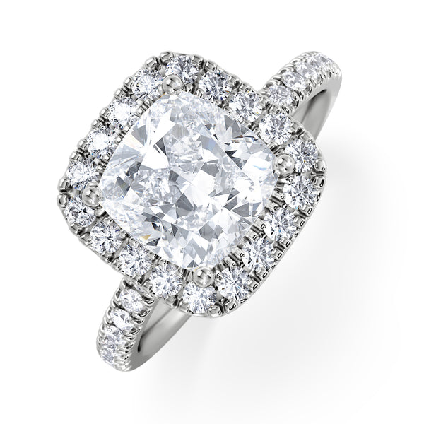 2.60ct Beatrice Lab Diamond Halo Engagement Ring in Platinum F/VS1