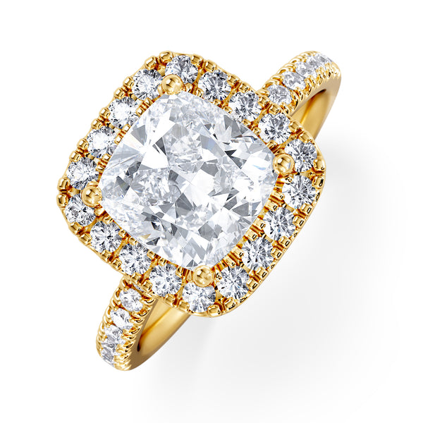 2.60ct Beatrice Lab Diamond Halo Engagement Ring in 18K Gold F/VS1