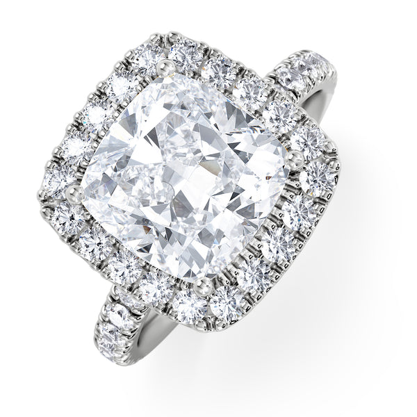 Beatrice 3.55ct Lab Diamond Cushion Cut Engagement Ring in Platinum G/VS1