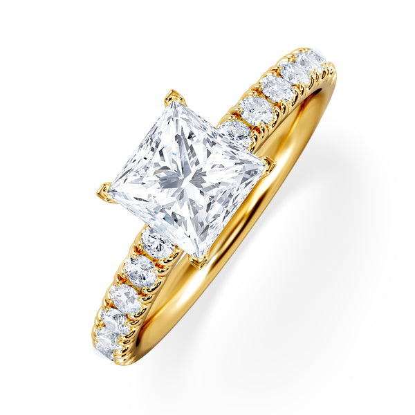 Katerina Lab Princess Diamond Engagement Ring 18K Gold 1.55ct F/VS1