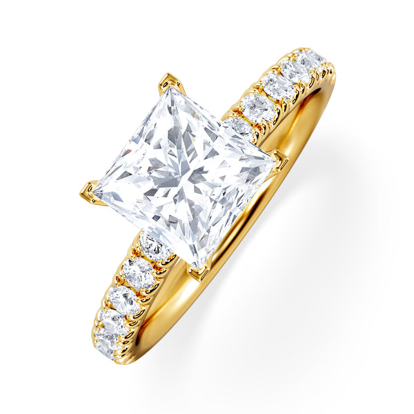 2.10ct Katerina Lab Princess Diamond Engagement Ring 18K Gold F/VS1