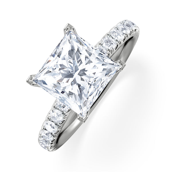 2.60ct Katerina Lab Princess Diamond Engagement Ring 18KW Gold F/VS1