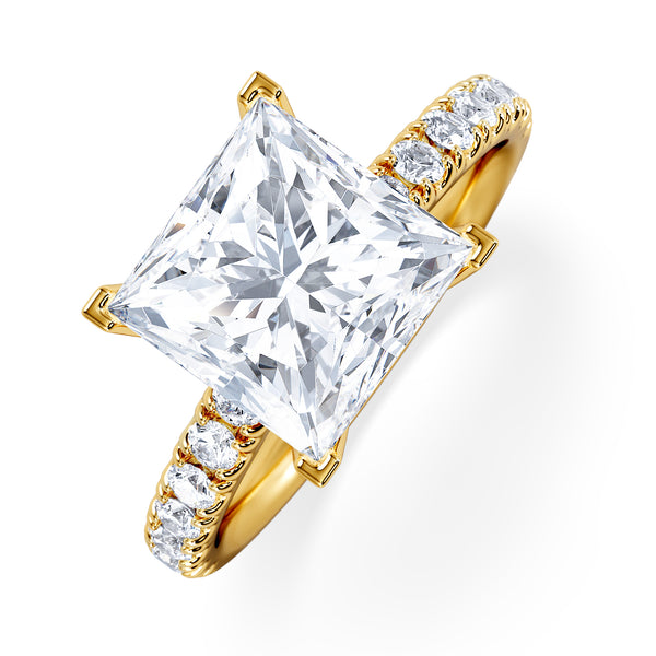 Katerina 3.55ct Lab Diamond Princess Cut Engagement Ring in 18K Yellow Gold G/VS1