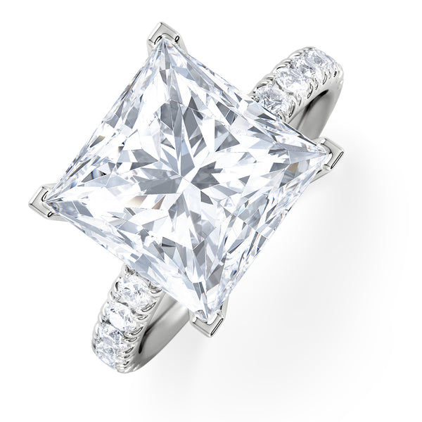 Katerina 5.55ct Lab Diamond Princess Cut Engagement Ring in 18K White Gold G/VS1