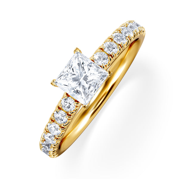 Katerina Princess Diamond Engagement Ring 18K Gold 0.85ct G/SI2