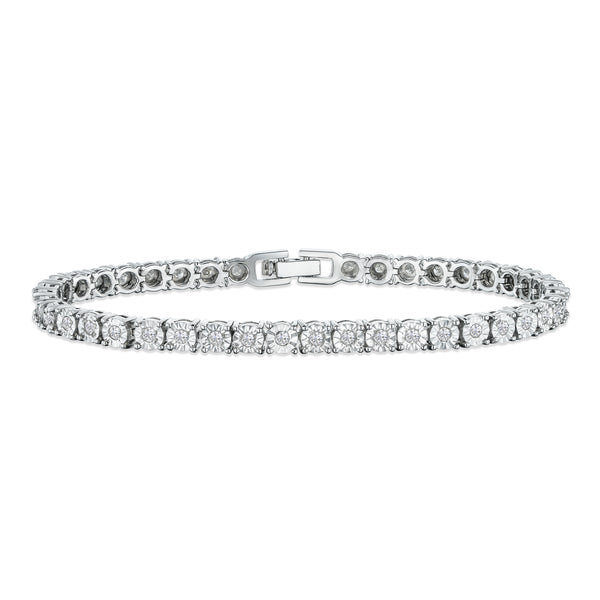 Mens Diamond 1.00ct Tennis Bracelet in 925 Silver
