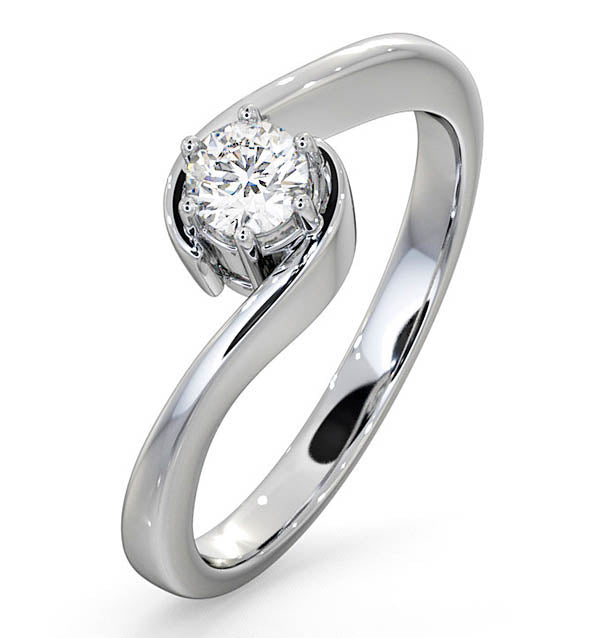 Certified Leah 18K White Gold Diamond Engagement Ring 0.25CT