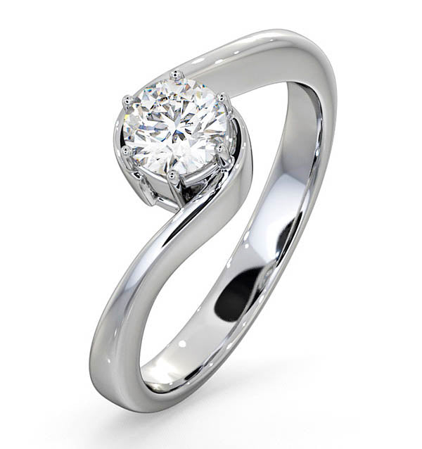 Certified 0.50CT Leah 18K White Gold Engagement Ring E/VS1