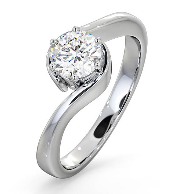Certified 0.70CT Leah 18K White Gold Engagement Ring G/SI1