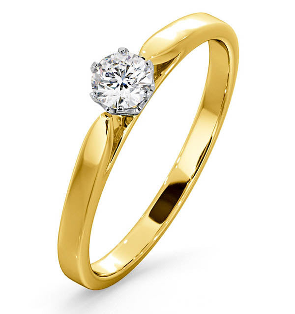 Certified Low Set Chloe 18K Gold Diamond Engagement Ring 0.25CT-F-G/VS