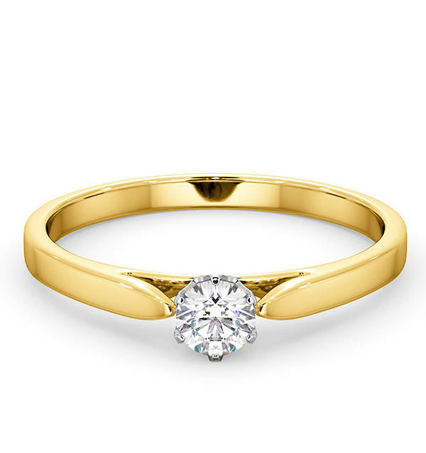 Certified Low Set Chloe 18K Gold Diamond Engagement Ring 0.25CT-F-G/VS