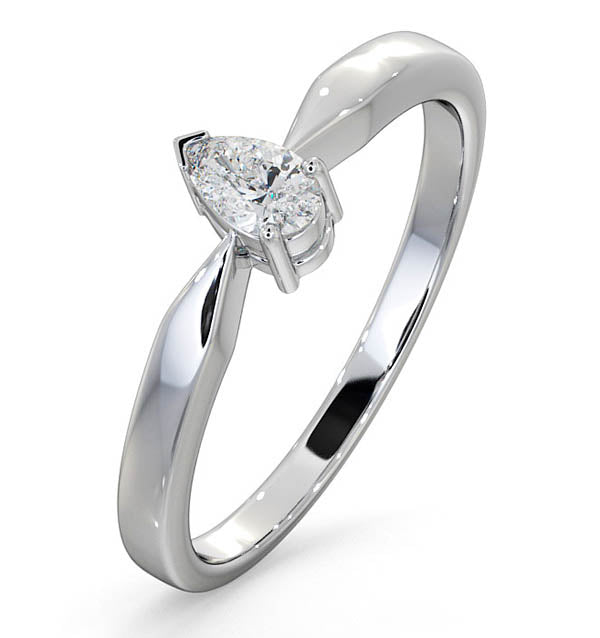 Certified Pear Shaped Platinum Diamond Engagement Ring 0.25CT-G/Vs