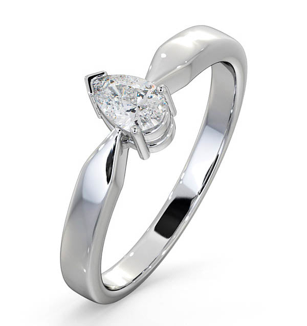 Engagement Ring Certified Pear Shaped Diamond 0.33CT G/VS 18K Gold