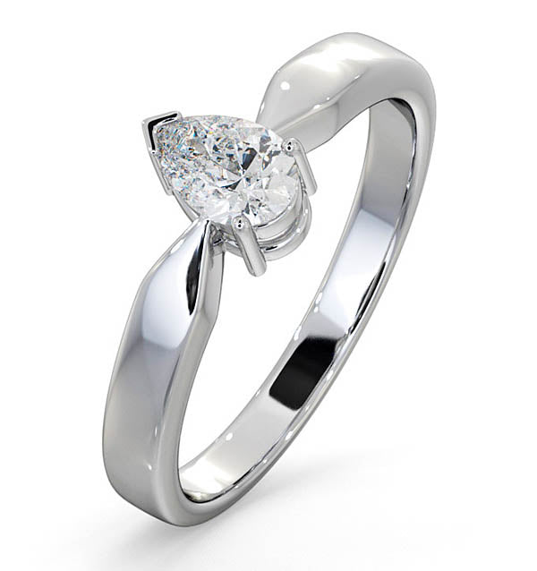 Certified Pear Shaped Platinum Diamond Engagement Ring 0.50CT-G/Vs