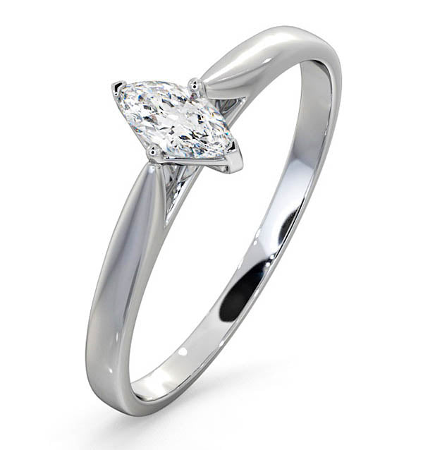Engagement Ring Certified Marquise Diamond 0.25CT H/SI 18K White Gold