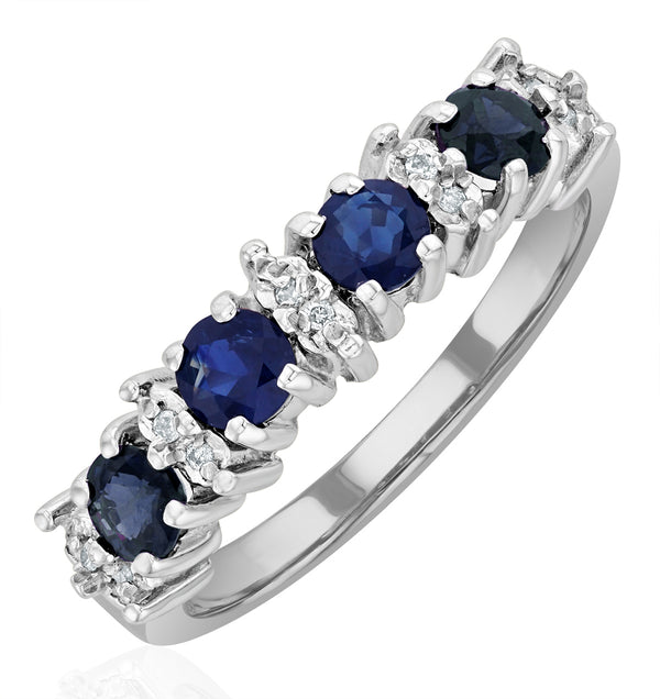 Sapphire 0.85ct And Diamond 9K White Gold Ring