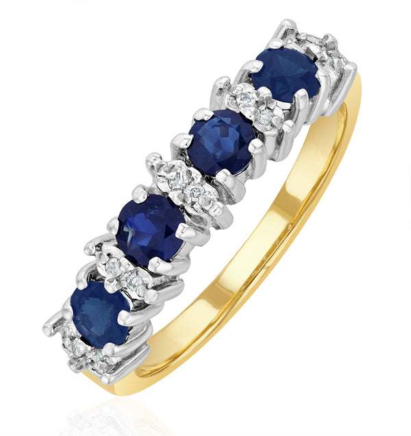 Sapphire 0.85ct And Diamond 9K Gold Ring