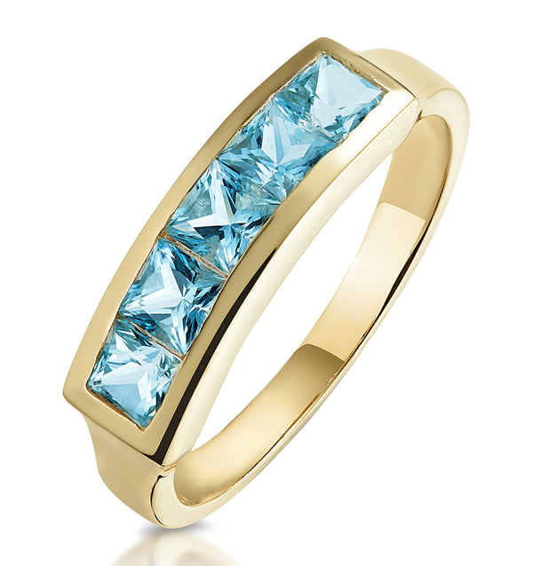 Sky Blue Topaz 0.90CT 9K Gold Ring