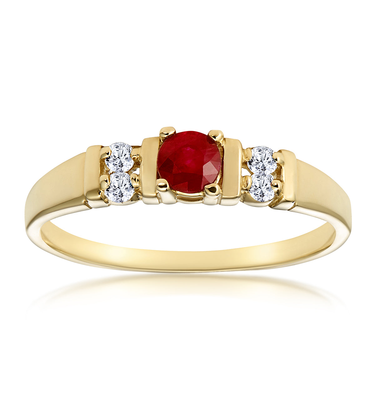 Ruby 3.75mm And Diamond 18K Gold Ring