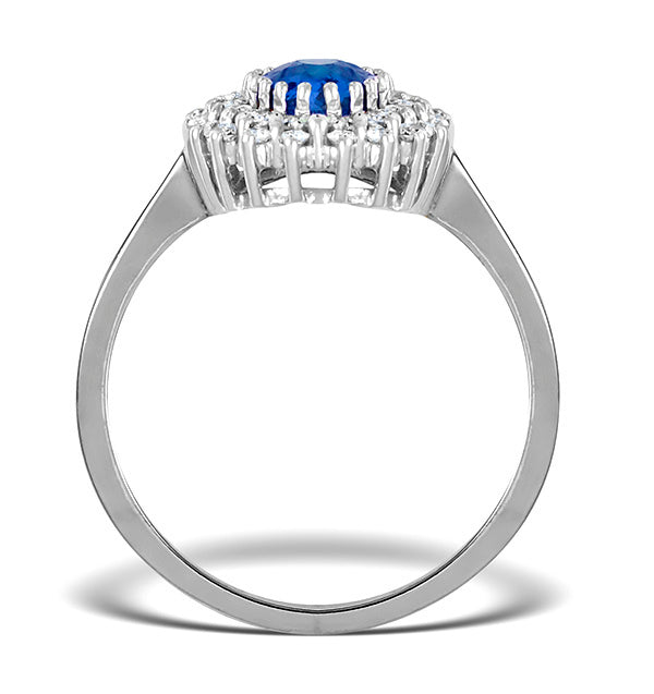 Tanzanite 7 x 5mm And Diamond 9K White Gold Ring