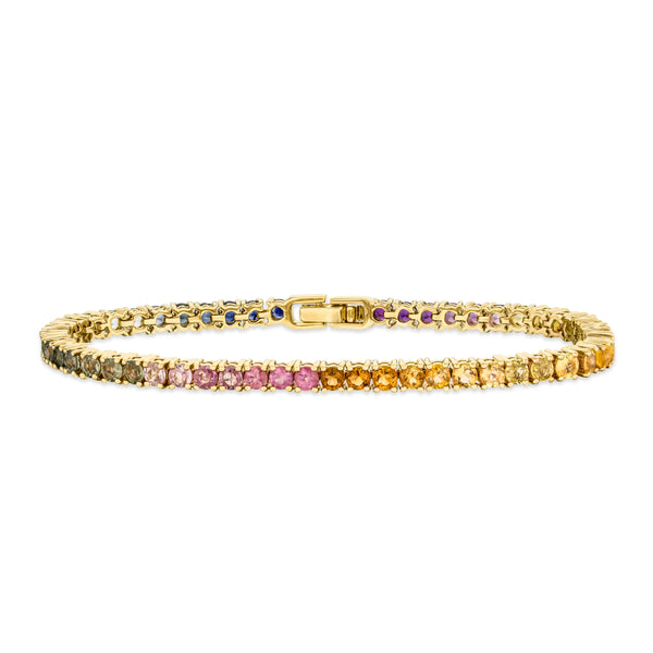 Rainbow Tennis Bracelet 7.50ct in 18K Gold Vermeil
