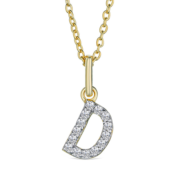 Love Letter Initial D Lab Diamond Necklace set in 18K Gold Vermeil