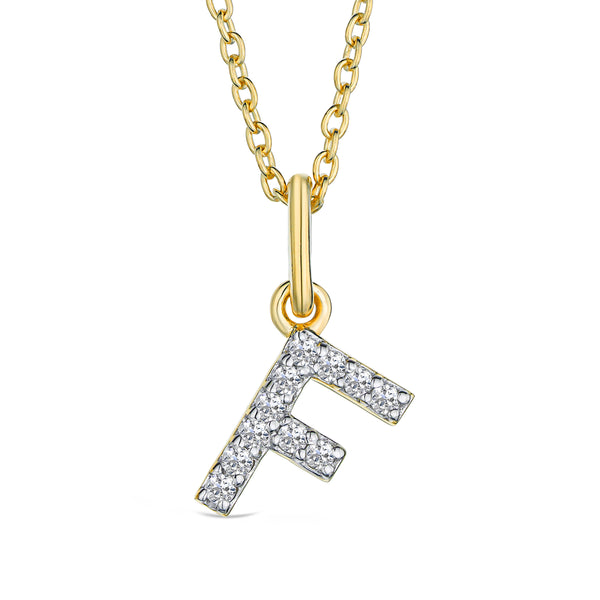 Love Letter Initial F Lab Diamond Necklace set in 18K Gold Vermeil