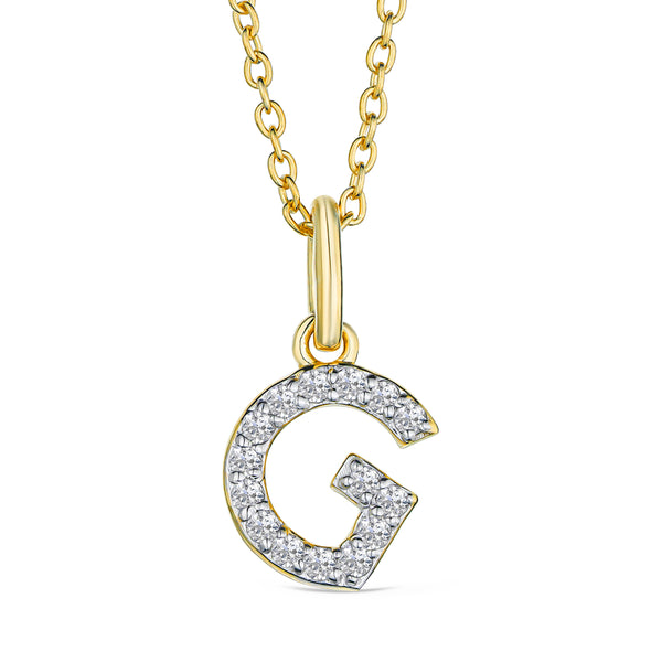 Love Letter Initial G Lab Diamond Necklace set in 18K Gold Vermeil