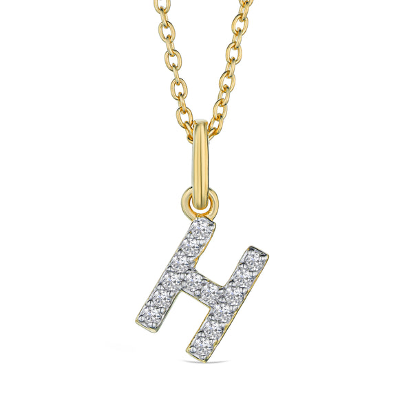 Love Letter Initial H Lab Diamond Necklace set in 18K Gold Vermeil