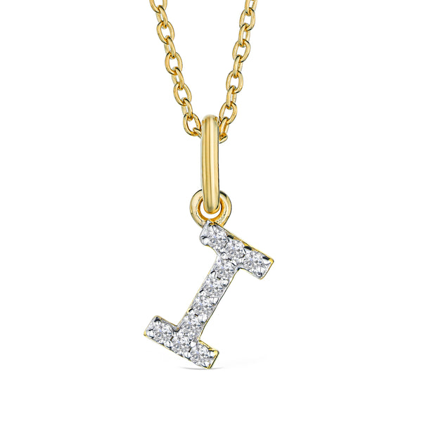Love Letter Initial I Lab Diamond Necklace set in 18K Gold Vermeil