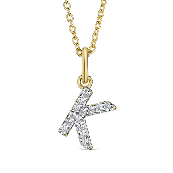 Love Letter Initial K Lab Diamond Necklace set in 18K Gold Vermeil